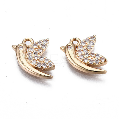 Brass Micro Pave Clear Cubic Zirconia Charms KK-S359-110-RS-1
