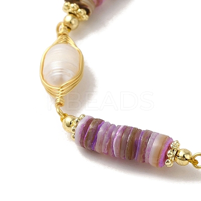 Natural Pearl & Shell Beaded Bracelets BJEW-C051-05G-1