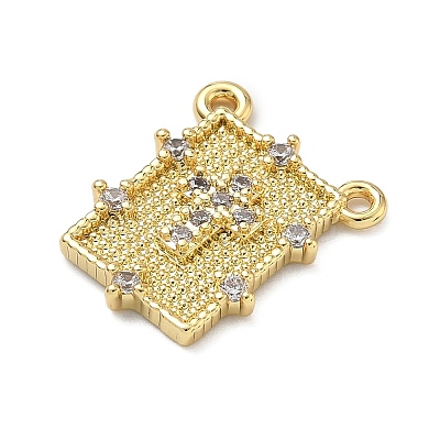 Brass Micro Pave Cubic Zirconia Pendants KK-C156-26G-1