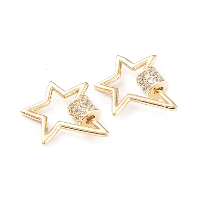 Brass Micro Pave Clear Cubic Zirconia Screw Carabiner Lock Charms X-KK-F814-30G-1
