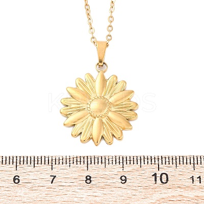 304 Stainless Steel Flower Pendant Necklaces NJEW-H059-30B-G-1