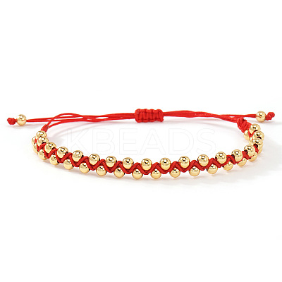 Adjustable Brass Round Beads Braided Bracelets SQ0566-1-1