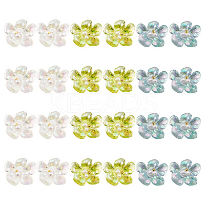 24Pcs 3 Colors AB Color Transparent Epoxy Resin & ABS Pearl Decoden Cabochons CRES-TA0001-45-1