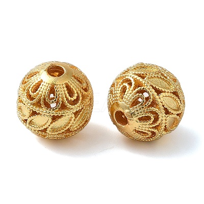 Rack Plating Hollow Brass Beads KK-P276-02E-G-1