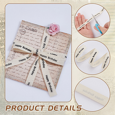 20M Cotton Happy Birthday Printed Ribbons SRIB-WH0001-03-1