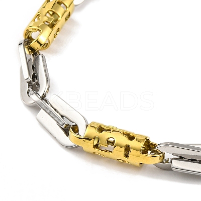 201 Stainless Steel Hollow Column Links Chain Necklace NJEW-F22-39J-GP-1
