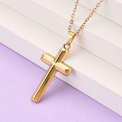 304 Stainless Steel Pendant Necklaces NJEW-T018-30G-1
