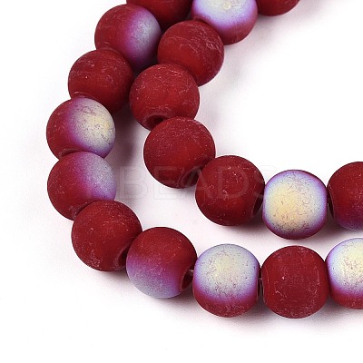 Frosted Opaque Glass Beads Strands GLAA-T032-P8mm-MBB23-1
