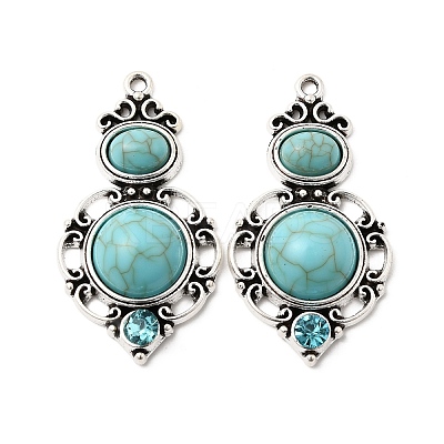 Tibetan Style Alloy & Acrylic Pendants FIND-B058-05AS-1