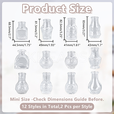 24Pcs 12 Styles Mini Glass Vase AJEW-HY0003-03-1
