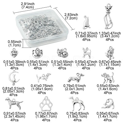 60Pcs 15 Styles Tibetan Styles Alloy Pendants FIND-FS0002-01-1