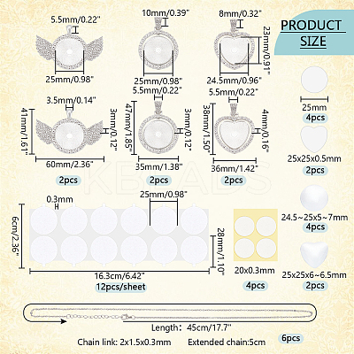 DIY Sublimation Blank Alloy Pendant Necklace Making Kit DIY-PH0022-70-1