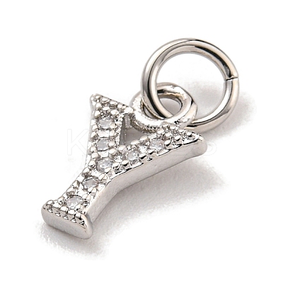 Initial Letter Brass with Cubic Zirconia Charms KK-Q814-26Y-P-1