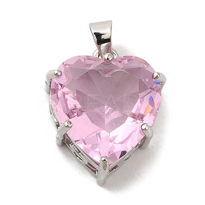 Platinum Brass Micro Pave Cubic Zirconia Pendants KK-C072-37P-03-1