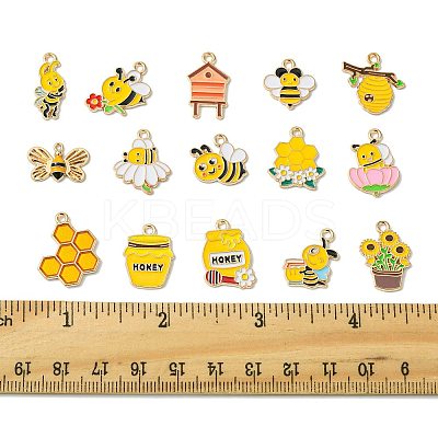 30Pcs 15 Styles Alloy Enamel Pendants ENAM-FS0003-88-1
