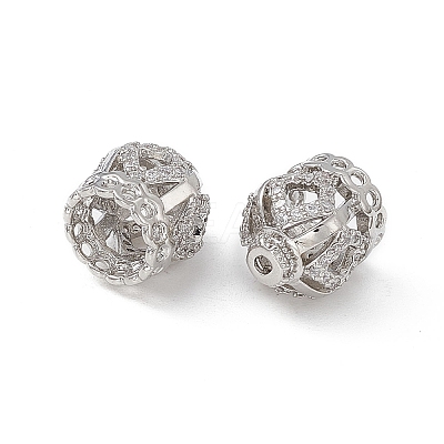Brass Micro Pave Clear Cubic Zirconia Beads KK-E068-VB154-1
