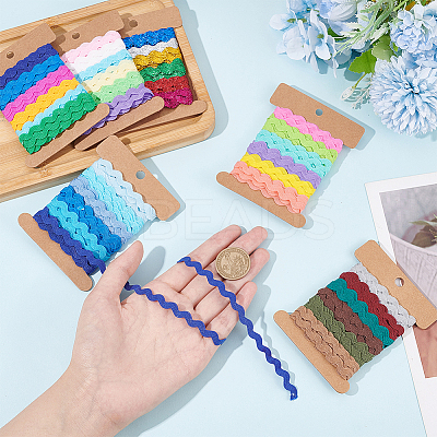 6 Cards 6 Styles Colorful Wave-edge Webbing Polyester Ribbons OCOR-NB0001-80-1
