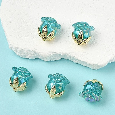 5Pcs UV Plating Transparent Acrylic Beads MACR-YW0004-28H-1