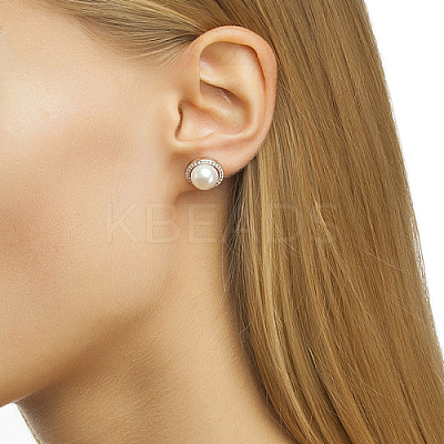 Rhodium Plated 925 Sterling Silver Studs Earrings NR1759-1