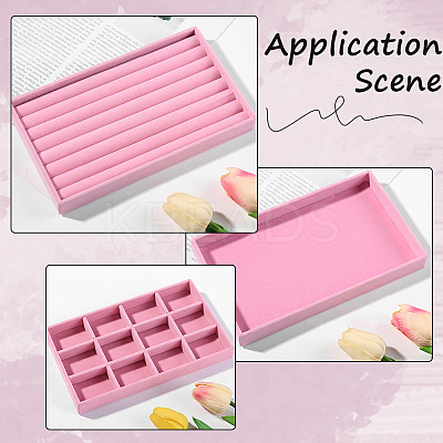3Pcs 3 Styles Rectangle Velvet Display Trays ODIS-SP0001-16-1