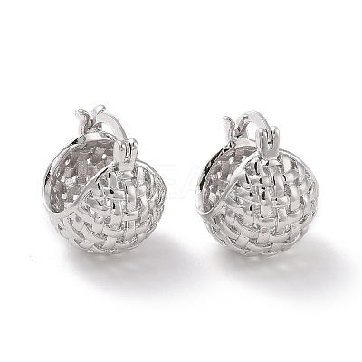Brass Basket Hoop Earrings for Women EJEW-G315-09P-1