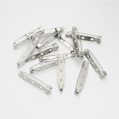 Iron Brooch Pin Back Safety Catch Bar Pins with 3 Holes IFIN-A171-04G-1