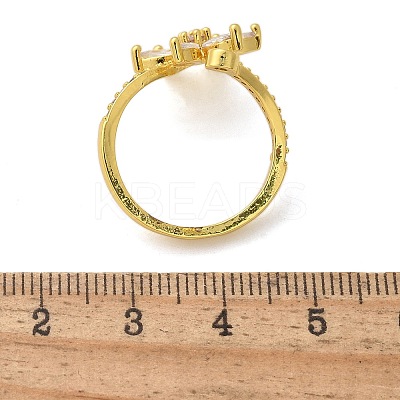 Brass Micro Pave Clear Cubic Zirconia Finger Rings RJEW-C120-29B-G-1