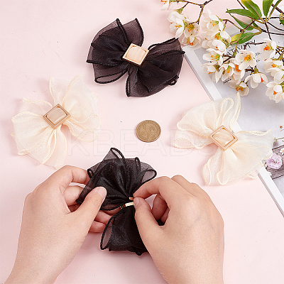 4Pcs 2 Colors Polyester Tulle Bowknot Shoe Decorations FIND-FG0002-53-1