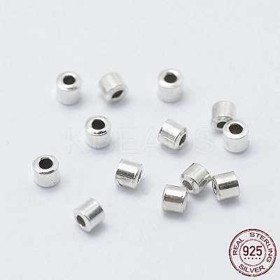 Anti-Tarnish Rhodium Plated 925 Sterling Silver Crimp Beads X-STER-G027-20P-1