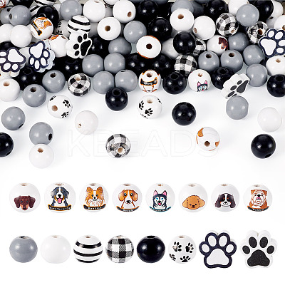 Printed Wood European Beads WOOD-TA0002-66-1