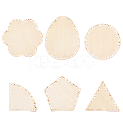 6Pcs 6 Style Wooden Basket Bottoms WOOD-PH0001-87-1