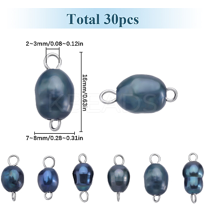 Natural Cultured Freshwater Pearl Potato Connector Charms PALLOY-SC00019-1