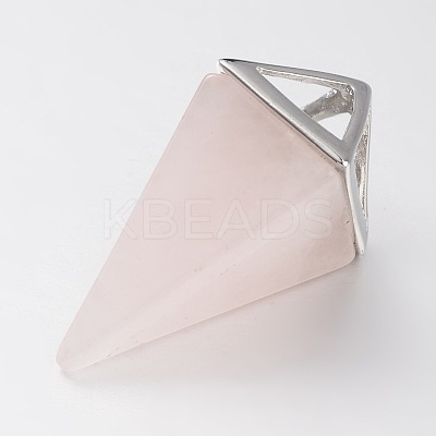 Natural Rose Quartz Point Pendulum Pendants X-G-E301-06P-1