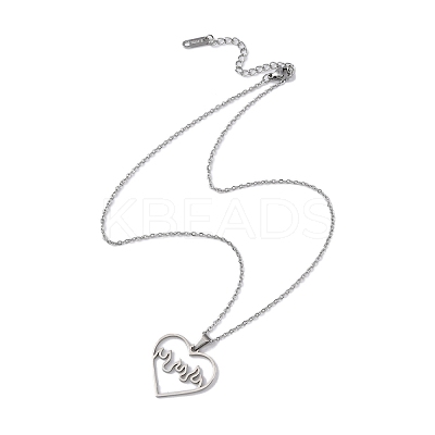 Non-Tarnish Hollow Heart 304 Stainless Steel Pendant Necklaces NJEW-C033-01B-P-1