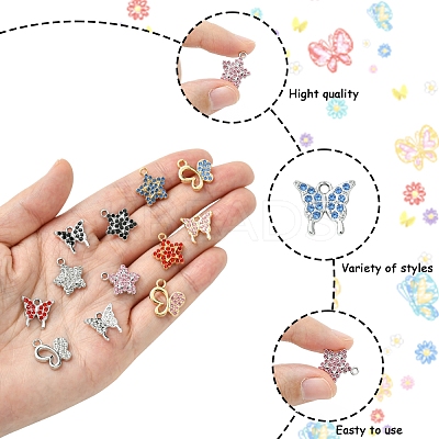 24Pcs 6 Styles Rack Plating Alloy Charms FIND-FS0003-09-1