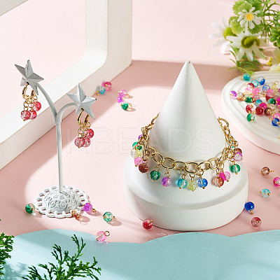 90Pcs 9 Style Glass Pendants PALLOY-TAC0295-1