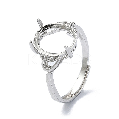 Adjustable 925 Sterling Silver 4 Prongs Ring Settings STER-K179-35P-1