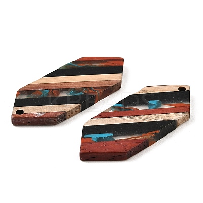 Transparent Resin & Walnut Wood Pendants RESI-E050-06-1