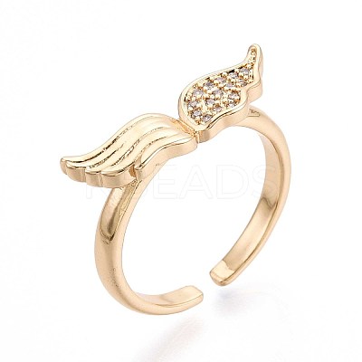 Brass Micro Pave Cubic Zirconia Cuff Rings for Women KK-T071-59G-1