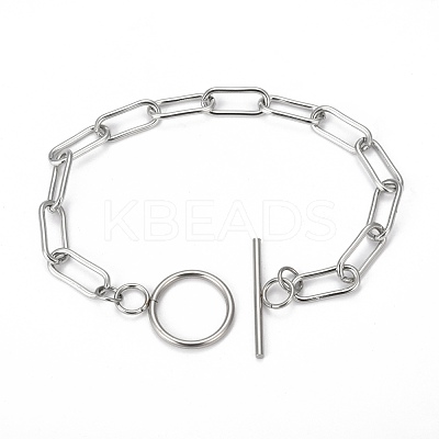 Tarnish Resistant 304 Stainless Steel Paperclip Chain Bracelets STAS-P001-59P-1