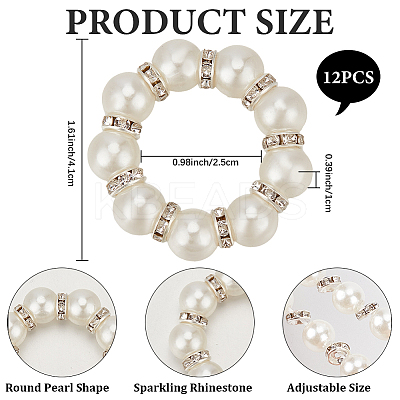12Pcs Alloy & Imitation Pearl Beads Napkin Rings AJEW-CP0006-65-1