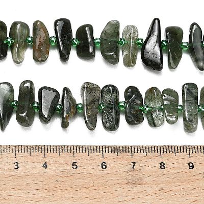 Natural Green Rutilated Quartz Beads Strands G-Z124-B02-01-1