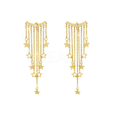Alloy Rhinestone Star Tassel Chandelier Earrings FS-WGCE93B-01-1