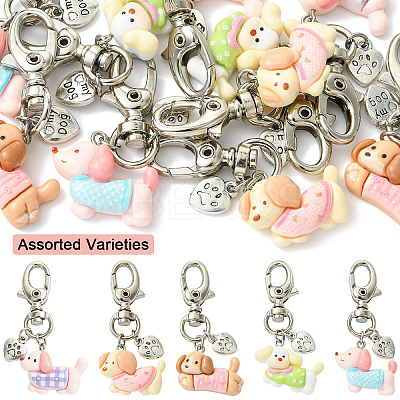 10Pcs Dog Resin Pendant Decorations HJEW-YW00306-1