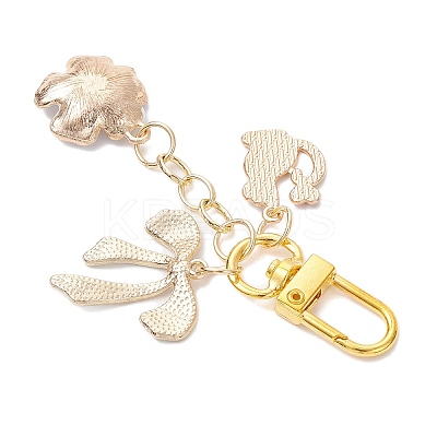 Flower & Bowknot & Cat Alloy Enamel Pendant Decorations HJEW-JM04294-02-1