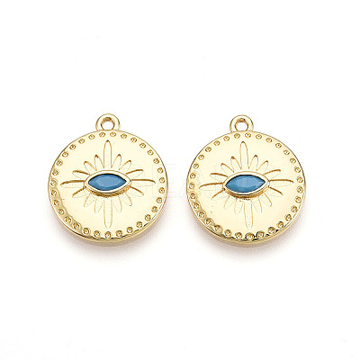 Brass Pave Cubic Zirconia Pendants KK-T074-58G-1