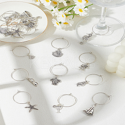 20Pcs 10 Styles Alloy Wine Glass Charms AJEW-LP00014-1