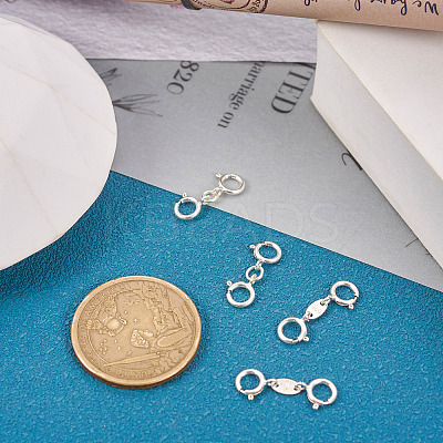 Anti-Tarnish 4Pcs 2 Style 925 Sterling Silver Spring Ring Clasps Sets STER-TA0001-05-1