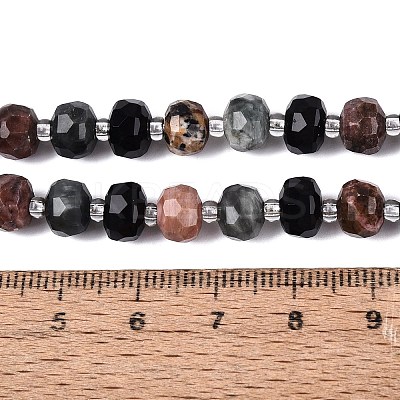 Natural Rhodonite & Eagle Eye & Obsidian Beads Strands G-Q614-03A-02-1