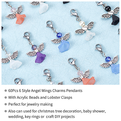 60Pcs 6 Style Tibetan Style Glass Pendants HJEW-PH0001-09-1